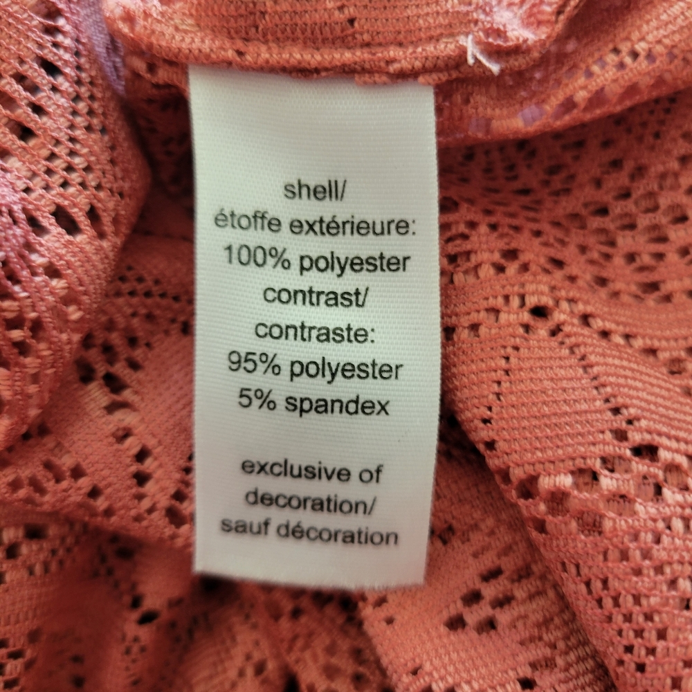 Maurice's Coral Pink Lace Back Tassel Kimono Cover-up  S/M - Picture 9 of 9